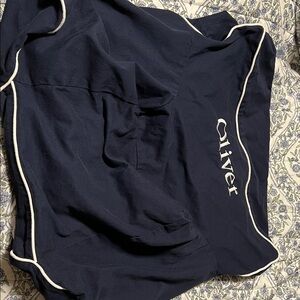 Pottery Barn Kids Navy Blue Blanket with White Trim